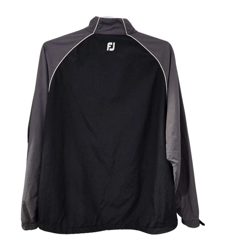 FootJoy Golf Pullover Windbreaker Mens XL Black Grey 1/2 Zip Jacket